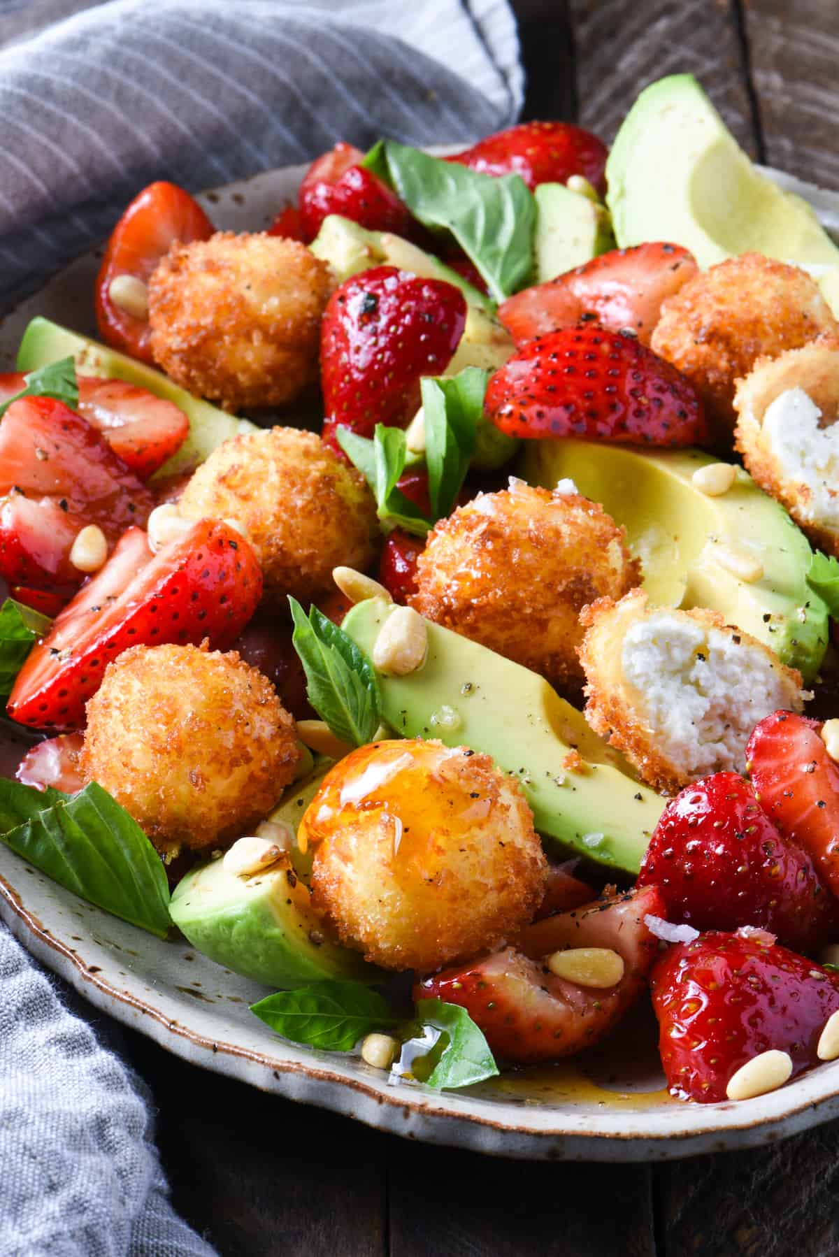 Strawberry, Avocado & Fried Goat Cheese Salad | foxeslovelemons.com