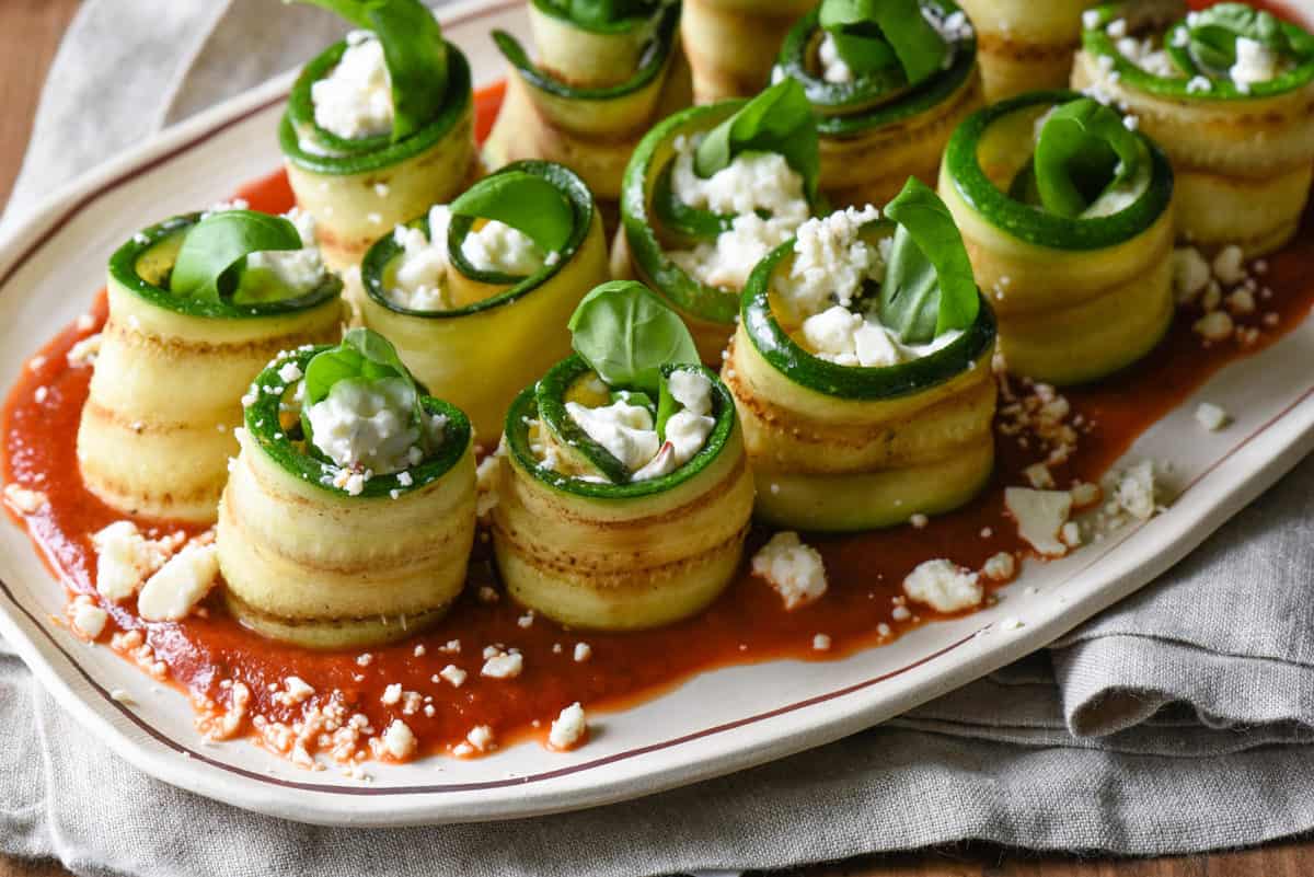 Grilled Zucchini Roll Ups with Feta