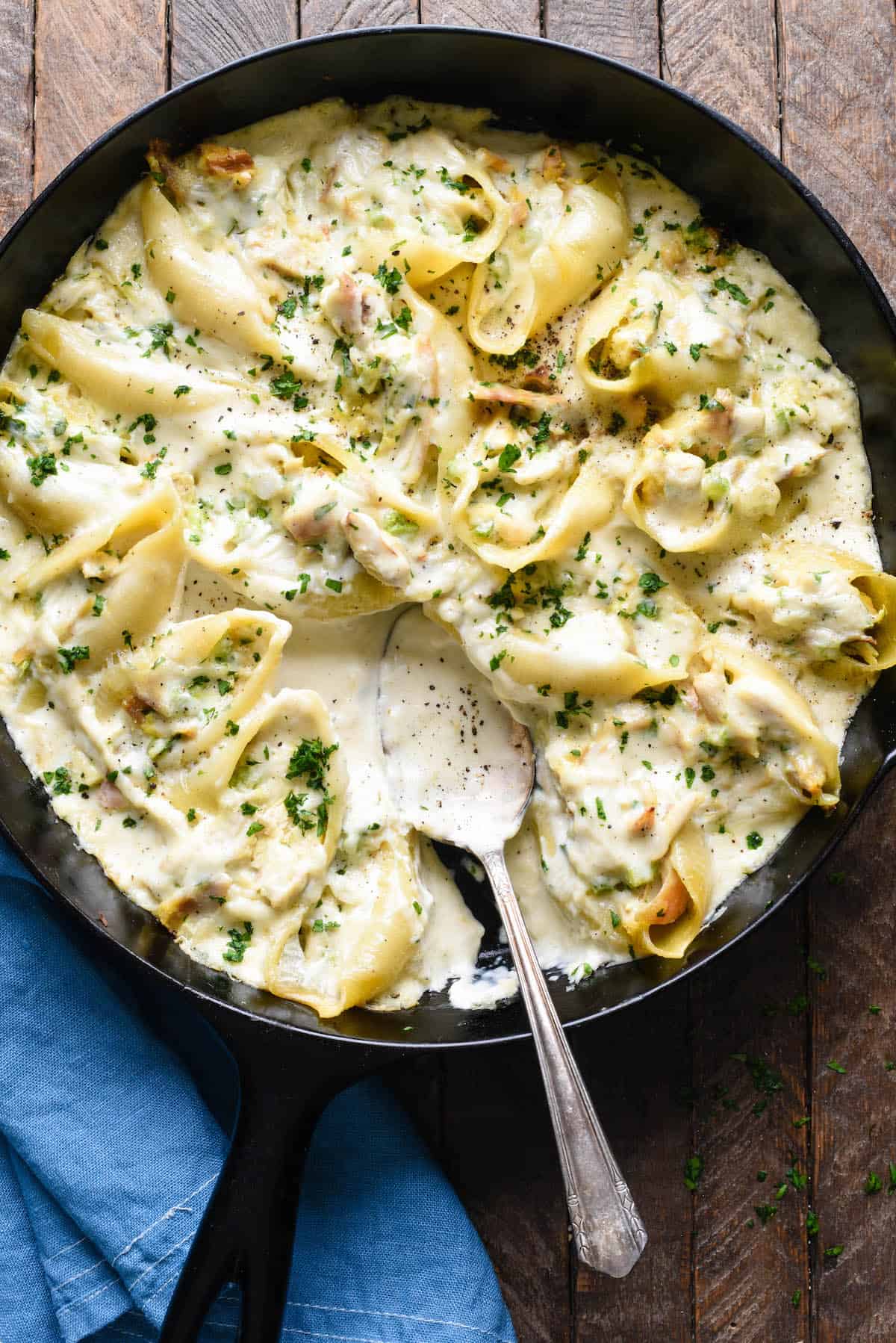 Turkey Alfredo Stuffed Shells - Foxes Love Lemons