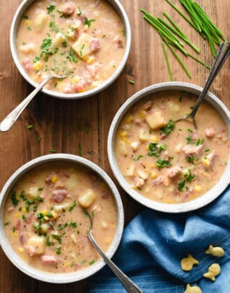 This Ham and Potato Soup is simple and quick to put together with easy-to-find ingredients. Make with leftover ham or any kind of chopped ham. | foxeslovelemons.com