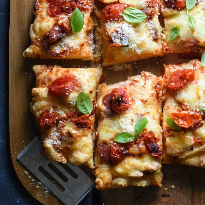 30-Minute Sheet Pan Pizza - A Beautiful Mess