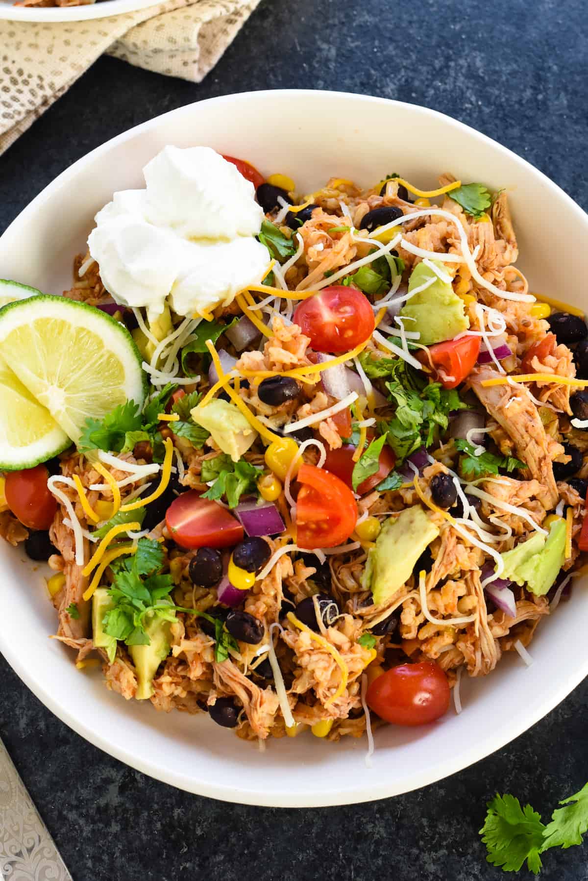 Slow Cooker Chicken Burrito Bowl Foxes Love Lemons
