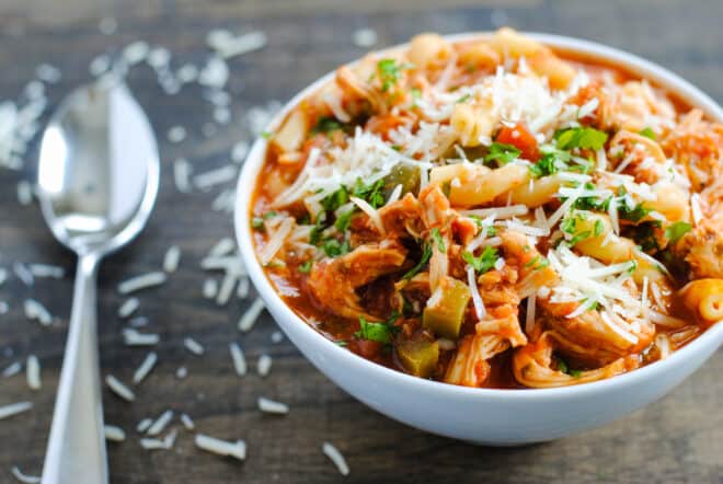 Crockpot Chicken Parmesan Soup - Foxes Love Lemons