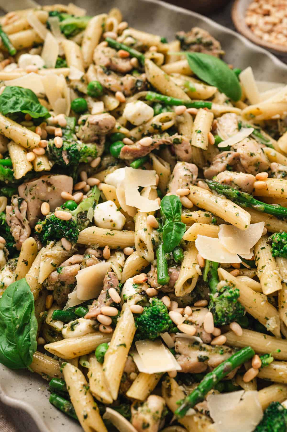 Pesto Pasta with Chicken & Veggies - Foxes Love Lemons