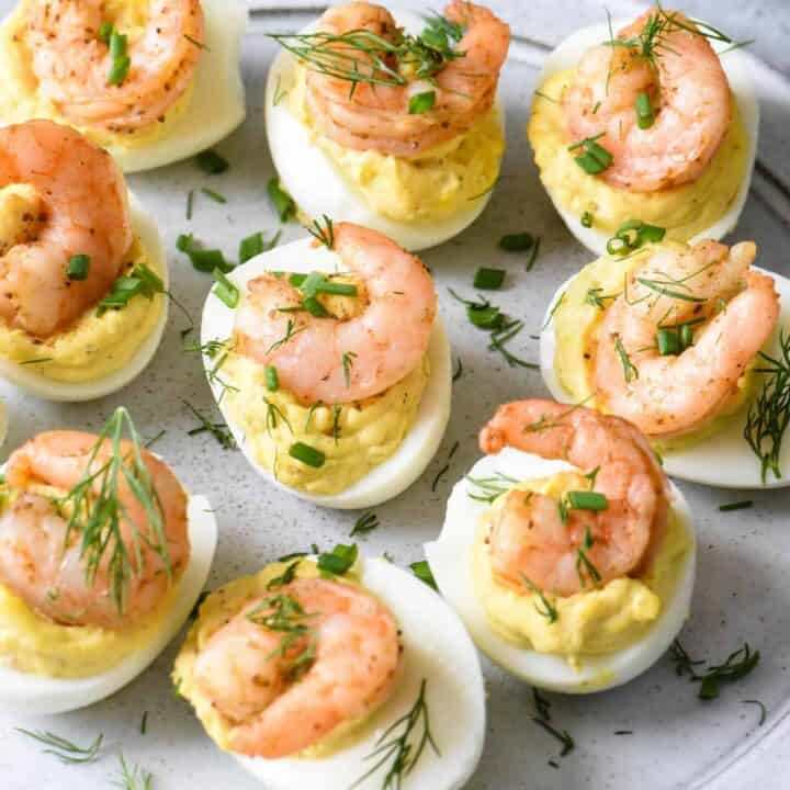 Shrimp Deviled Eggs - Foxes Love Lemons