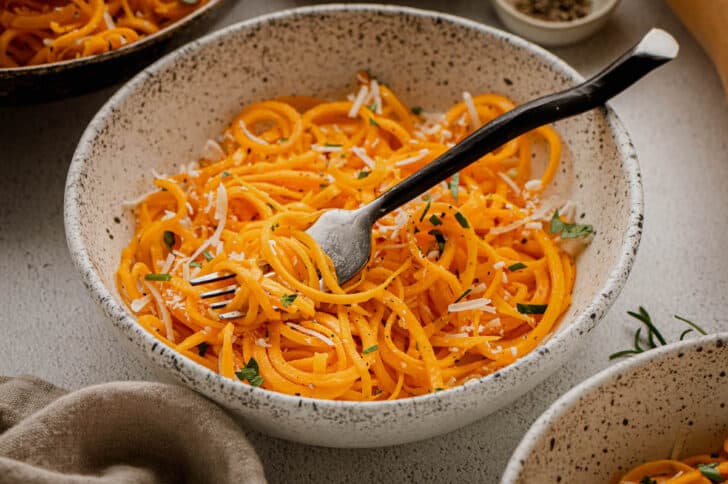 Savory Butternut Squash Noodles - Delightfully Low Carb