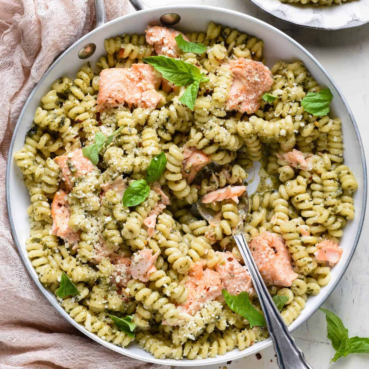 Salmon Pesto Pasta Weeknight Dinner Foxes Love Lemons