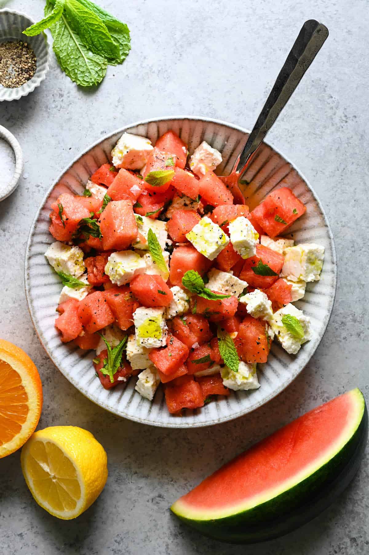 Watermelon and Mint Salad with Feta Foxes Love Lemons