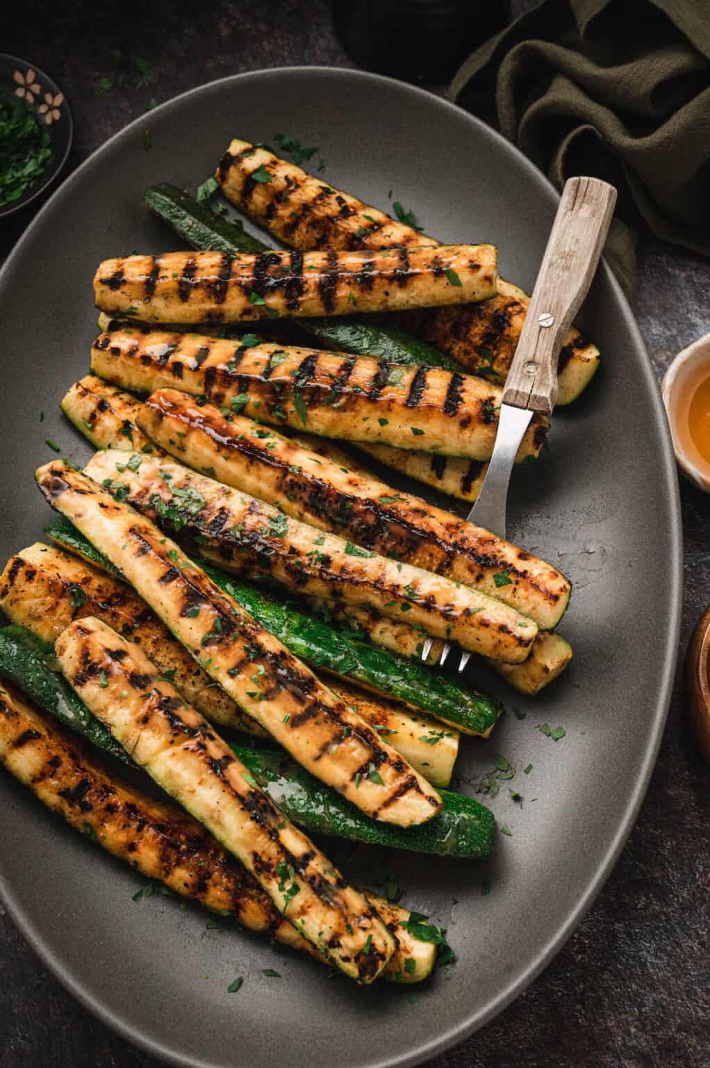 Grilled Zucchini Recipe with Miso Glaze - Foxes Love Lemons