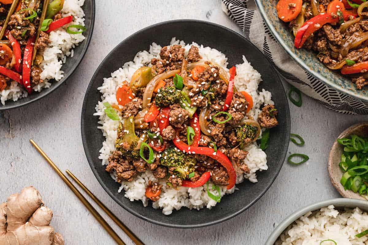 Ground Beef Stir Fry with Rice - Foxes Love Lemons