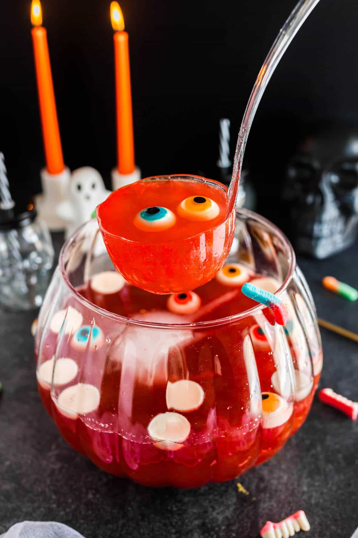 Halloween Party Punch with Fruity Eyeballs