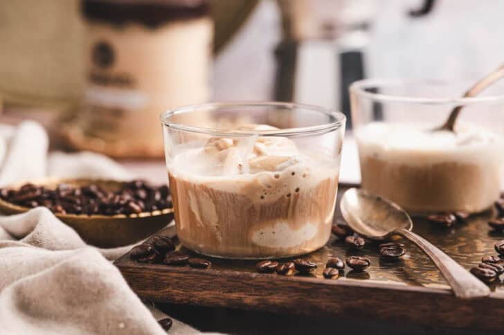 Small dishes of coffee with ice cream.
